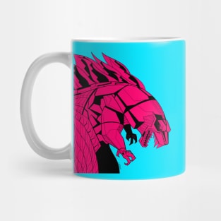 pink mecha godzilla ecopop art in cyborg kaiju Mug